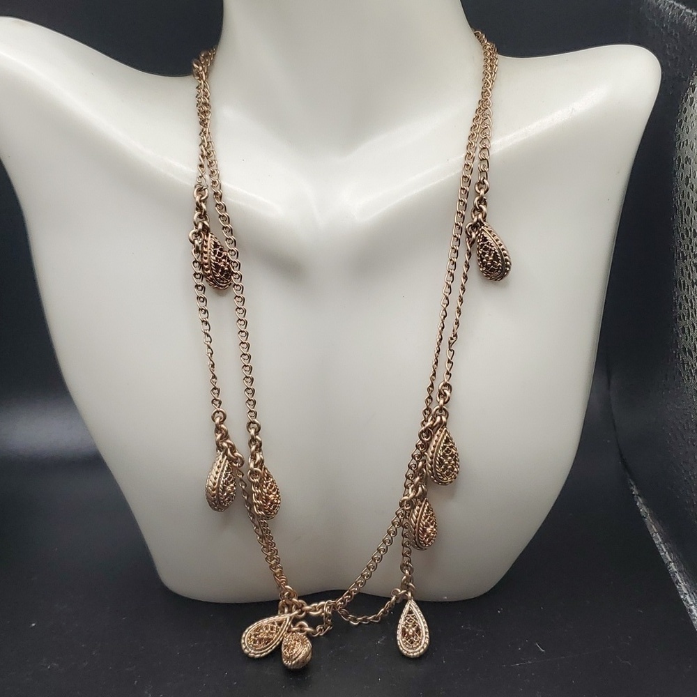 Morrocan vintage liz claiborne rare pendulum orb necklace N2905